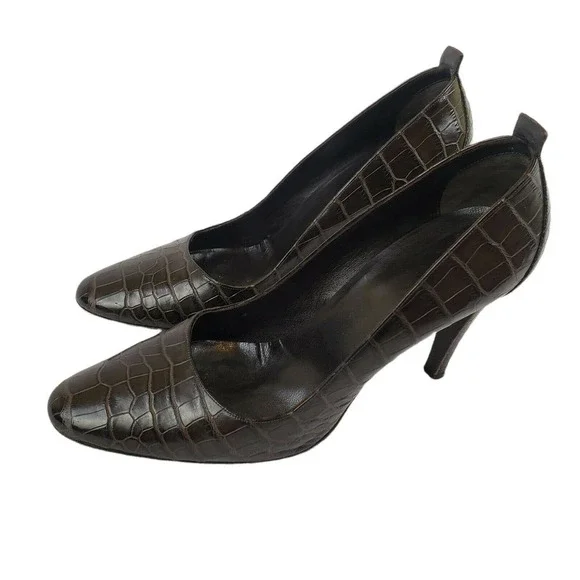 Balenciaga Brown Alligator/Leather Woman's 4" Heel Size 40 = US 10 - Picture 1 of 12